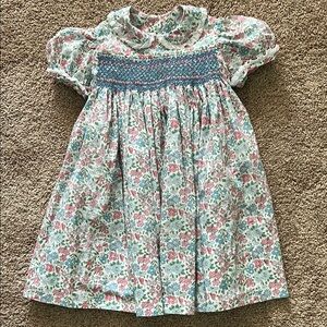 Floral Kids Dress with Blue and Pink Accents